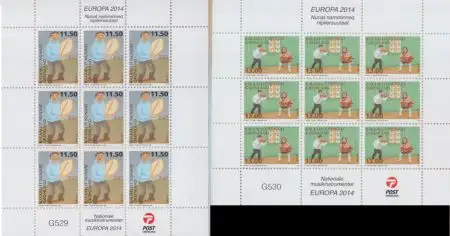 Grönland Mi.Nr. Klbg.660-61 Europa 14, Volksmusikinstrumente (2 Kleinbögen)