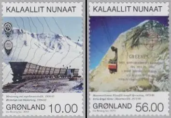 Grönland Mi.Nr. 665-66 Bergbau, Bleimine, Blei-Zinkbergwerk, skl. (2 Werte)
