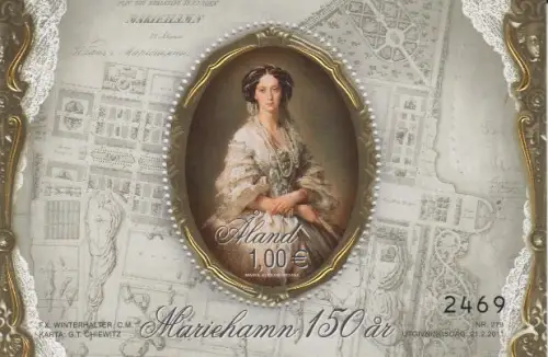 Aland Mi.Nr. Block 11 II 150 Jahre Stadt Mariehamm in Faltkarte