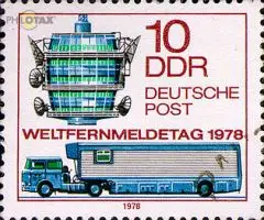 D,DDR Mi.Nr. 2316 Weltfernmeldetag, Fernseh- + Richtfunkturm + Übertr.wagen (10)
