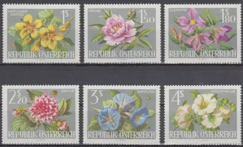 Österreich Mi.Nr. 1145-50 Int. Gartenschau 1964, Blumen (6 Werte)