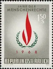 Österreich Mi.Nr. 1272 Int. Jahr der Meschenrechte, UN-Emblem (1,50)