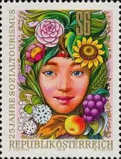 Österreich Mi.Nr. 1577 Sozialtourismus, Mädchenkopf, Blumen, Obst u.a. (6)