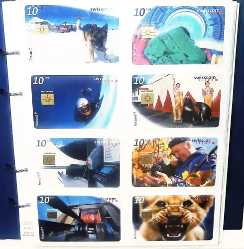 Telefonkarten Schweiz Sammlung 166 Karten im Album mit Schuber