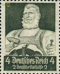 D,Dt.Reich Mi.Nr. 557 Nothilfe, Berufsstände Schmied (4+2)