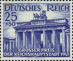 D,Dt.Reich Mi.Nr. 803 Großer Preis Hoppegarten, Brandenburger Tor (25+50)