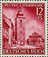 D,Dt.Reich Mi.Nr. 808 Eingliederung, Stadtturm Peltau (12+13)