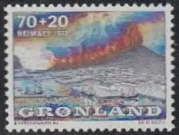 Grönland Mi.Nr. 86 Eldfell Vulkanausbruch 1973, Stadt und Hafen (70+20)
