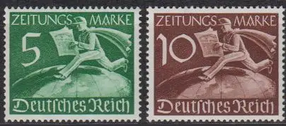 D,Dt.Reich Mi.Nr. Z 738-39 Auslandszeitungsmarke, Zeitungsbote Weltkugel (2 W.)