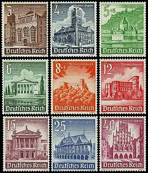 D,Dt.Reich Mi.Nr. 751-59 Winterhilfswerk, Bauwerke (9 Werte)