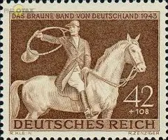 D,Dt.Reich Mi.Nr. 854 Braunes Band München-Riem, Jagdreiter (42+108)