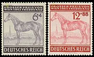 D,Dt.Reich Mi.Nr. 857-858 Großer Preis von Wien, Rennpferd (2 Werte)
