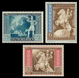 D,Dt.Reich Mi.Nr. 820-822 Europ. Postkongreß Wien (3 Werte)