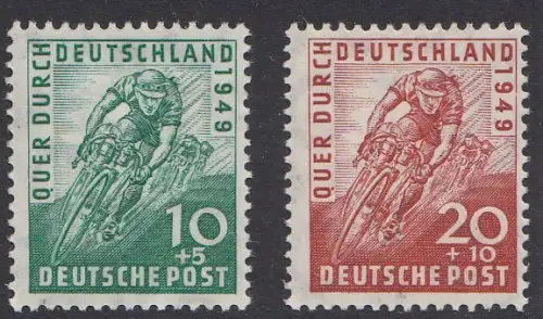 D, Bizone, Mi.Nr. 106-07 Satz Radrennen Quer durch Deutschland (2 Werte)