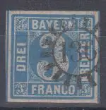 Bayern, Mi.Nr. 2, Wertziffer im Kreis, "Quadratausgabe"