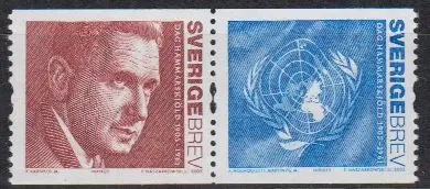 Schweden Mi.Nr. 2466-2467, 100. Geburtstag von Dag Hammarskjöld (Zdr.)