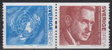 Schweden Mi.Nr. 2466-2467, 100. Geburtstag von Dag Hammarskjöld (Zdr.)