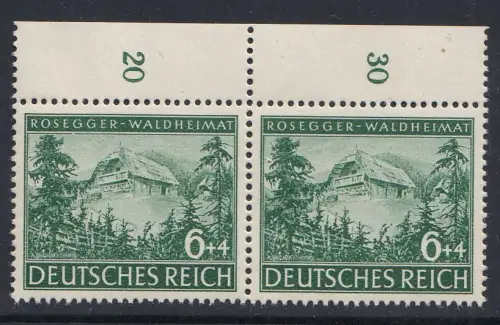 D,Dt.Reich Mi.Nr. 855 Rosegger Geburtshaus (6+4), ** Paar vom Oberrand