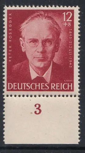 D,Dt.Reich Mi.Nr. 856 Rosegger (12+8), ** vom Unterrand