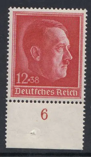 D,Dt.Reich Mi.Nr. 664 Geburtstag Hitlers (12+38), ** Unterrand