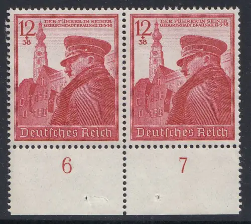 D,Dt.Reich Mi.Nr. 691 Hitler in Braunau (12+38), ** Paar