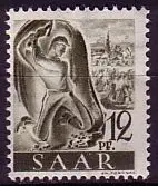 D, Saar, Mi.Nr. 211X Freimarken Wz.Wellenlinien fallend (12 Pf)