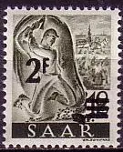 D, Saar, Mi.Nr. 229ZII Freimarken m.Aufdr. Fr.-Währung (2 Fr. auf 12 Pf)