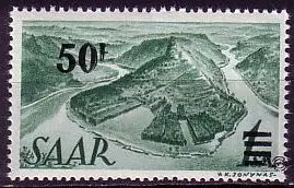 D, Saar, Mi.Nr. 238ZII Freimarken m.Aufdr. Fr.-Währung (50 Fr. auf 1 SM)