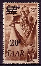 D, Saar, Mi.Nr. 237ZII Freimarken m.Aufdr. Fr.-Währung (20 Fr. auf 84 Pf)