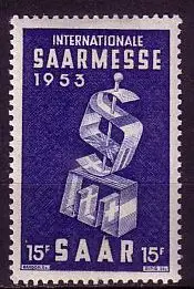 D, Saar, Mi.Nr. 341 Int. Saarmesse 1953 (15 Fr)