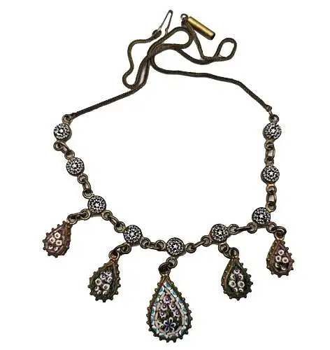 Murano Millefiori Vergissmeinnicht Collier vergoldet um 1900