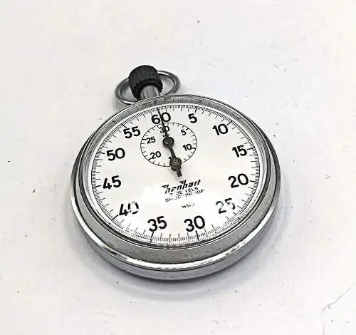 Hanhart 1/5 Stoppuhr wie Neu Kronenstopper Metallgehäuse