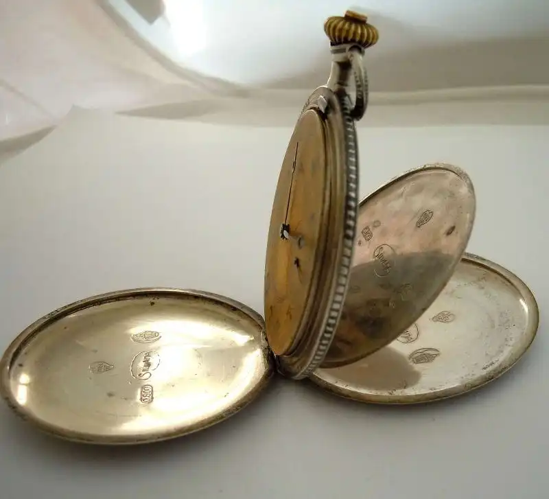 Silvana - Huguenin Freres, Schweizer Tula Silber Savonette-Taschenuhr um 1920 1