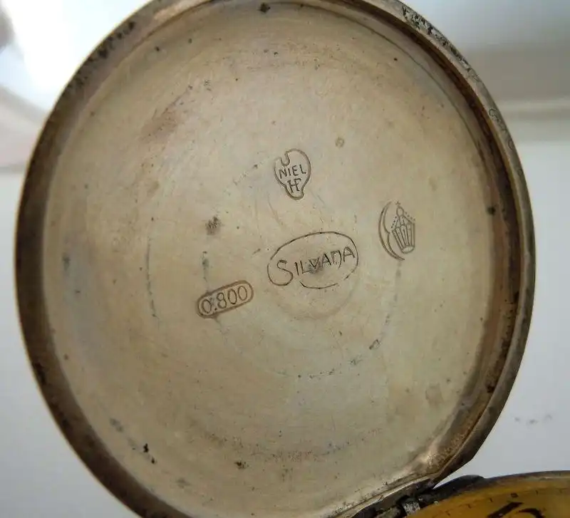 Silvana - Huguenin Freres, Schweizer Tula Silber Savonette-Taschenuhr um 1920 4