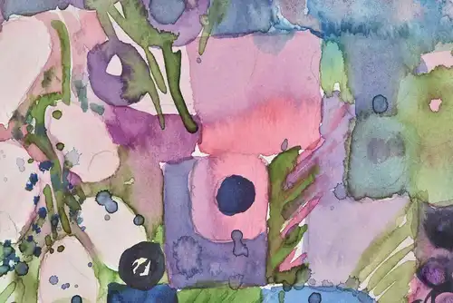 Modernes Aquarell Blumen in Pastell Farben, hinter Glas gerahmt