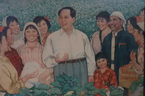 Original China Propaganda Poster Druckgrafik Mao 1970er Jahre