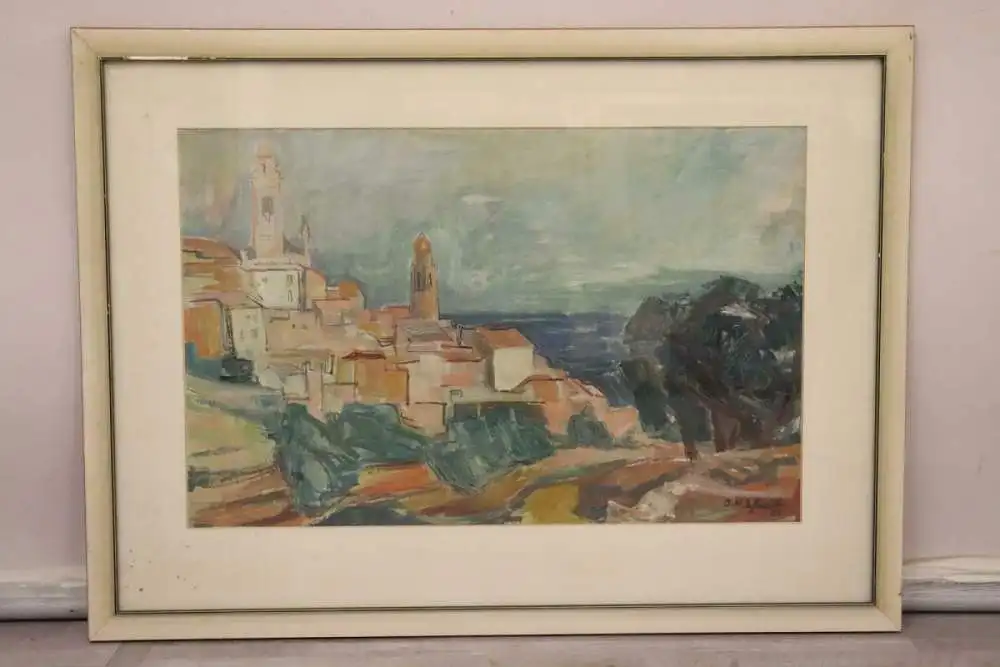 Gouache/Oel Gemaelde, Italienische Landschaft, Otto Michael Schmitt (1904-1992) 0