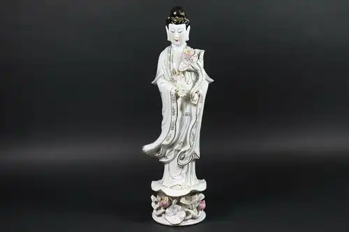 Vintage Guanyin auf Lotus, 45 cm hoch