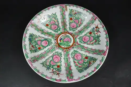 Vintage Chinesischer Teller, Famille Rose verte, 36 cm