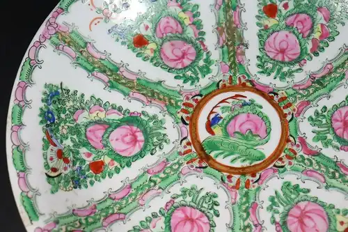 Vintage Chinesischer Teller, Famille Rose verte, 36 cm