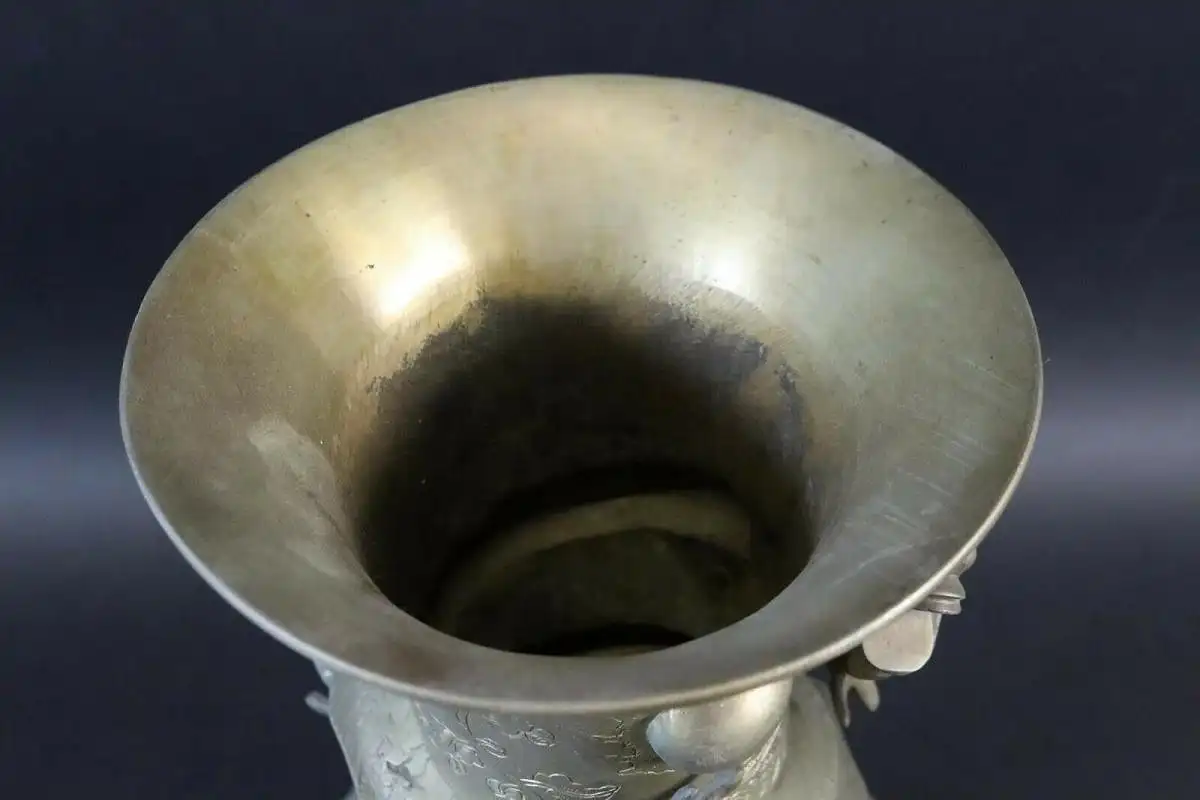 Antike Chinesische Messing Drachen Vase, 46 cm, Gemarkt 9