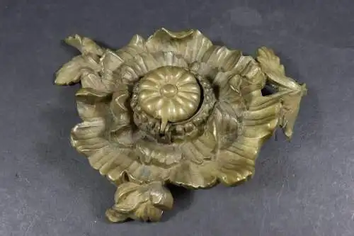 Jugendstil Bronze Tintenfass Blume, Depose gemarkt