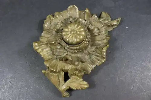 Jugendstil Bronze Tintenfass Blume, Depose gemarkt