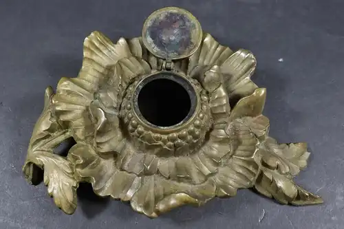 Jugendstil Bronze Tintenfass Blume, Depose gemarkt