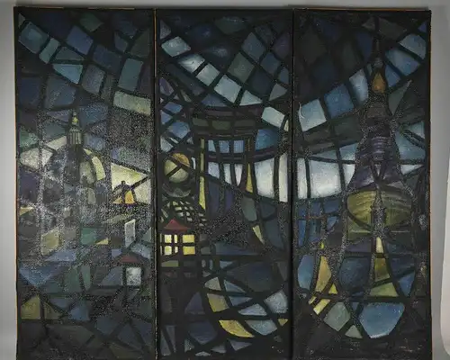 Sehr grosser Triptych Oelgemaelde, Otfried Mahnke (1923-2012)