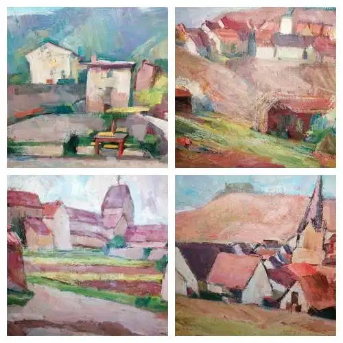 2  x Oelgemaelde Dorfansichten, Fred WInkler (1907-1990)