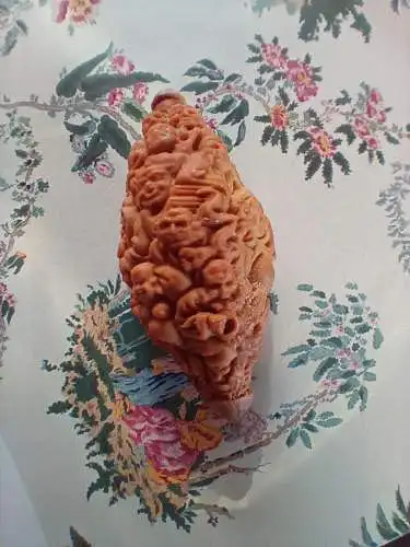 Antike chinesische Buddha Hediao-Nussperle, aufwendig geschnitzt