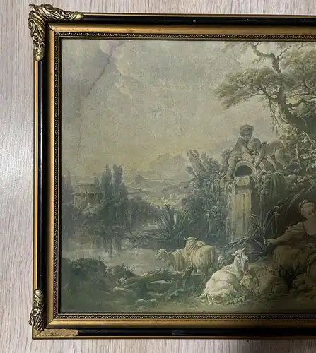 Bild Druck Gemälde von Francois Boucher - Musee du louvre - Geschenke des Hirten/ Das Nest mit Rahmen