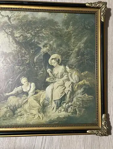 Bild Druck Gemälde von Francois Boucher - Musee du louvre - Geschenke des Hirten/ Das Nest mit Rahmen