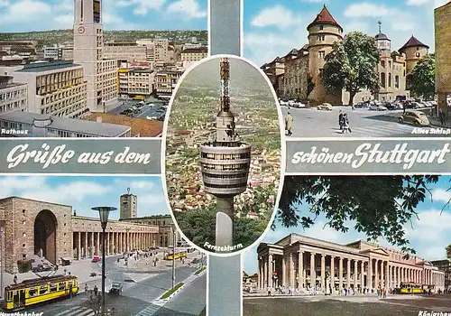 8 - Deutschland - Stuttgart , Rathaus , altes Schloß , Hauptbahnhof , Königsbau - gelaufen 1979